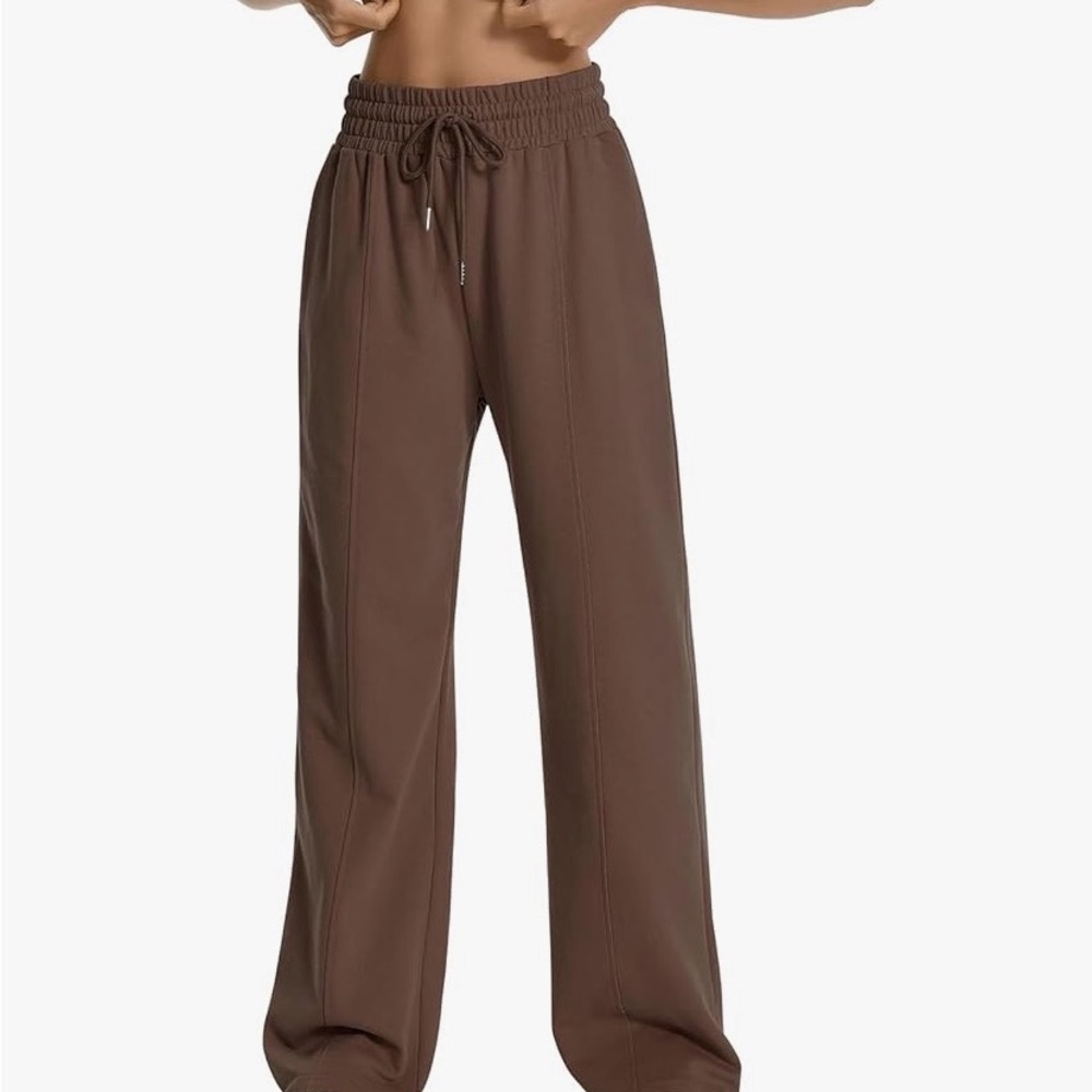 New!! Rustic Brown 100% Cotton Wide Leg Drawstring Pants. Size Medium